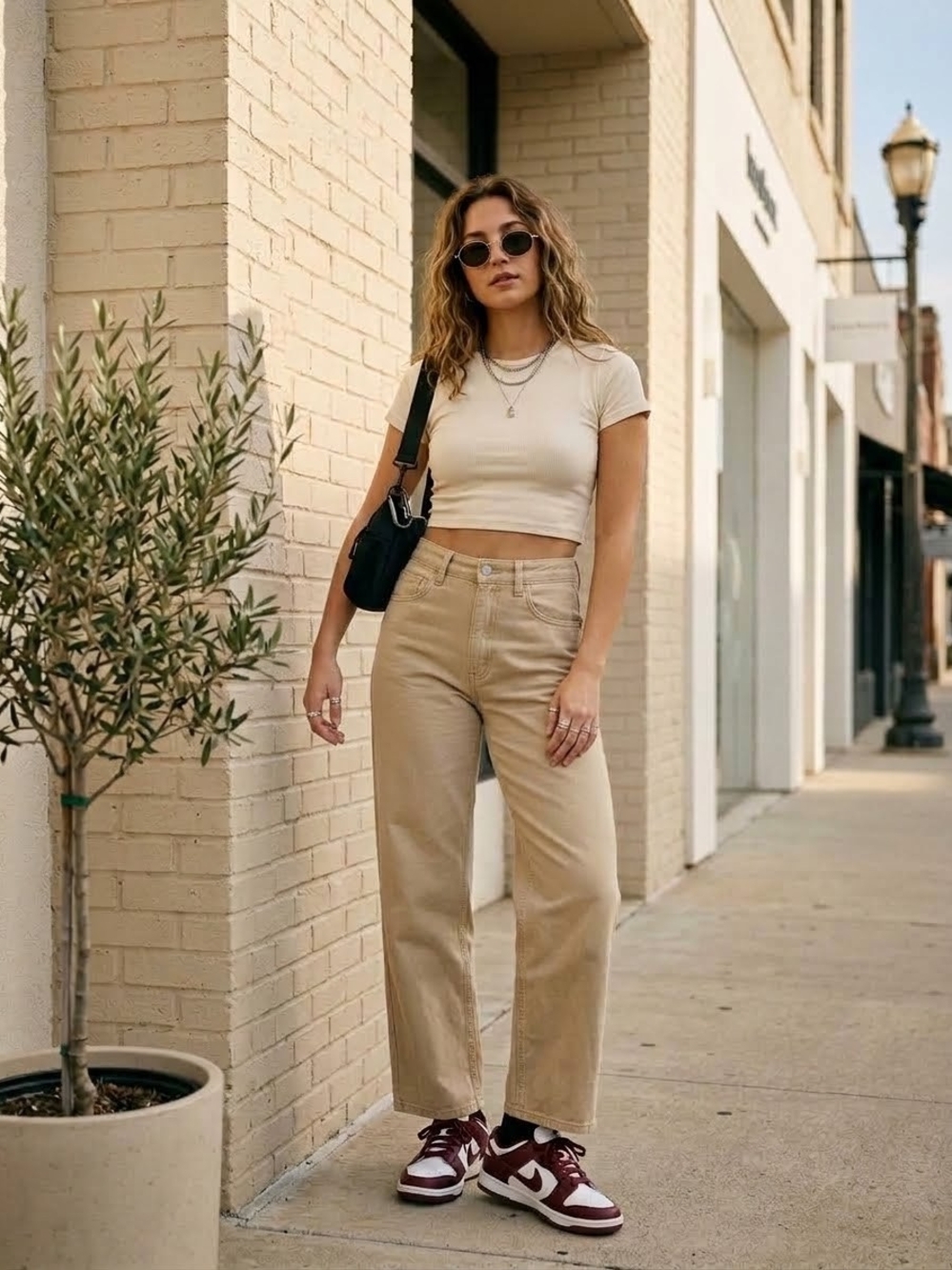 LL Bean Womens 16P Tan Khaki Pants 100% Cotton High Rise Straight Leg 16 Petite